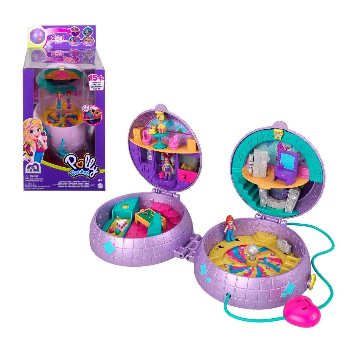 Polly Pocket Compactos Con Doble Area De Juego - Estuche De Patinaje