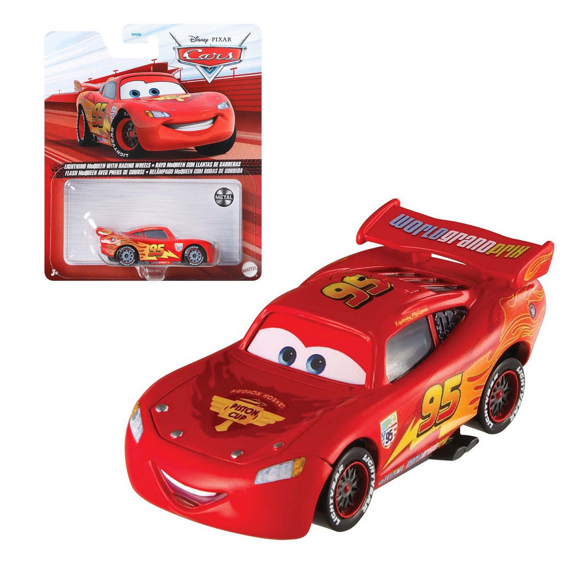 Disney Pixar Cars De Autos Basicos 1:55 - Lightning Mcqueen With Racing Wheels