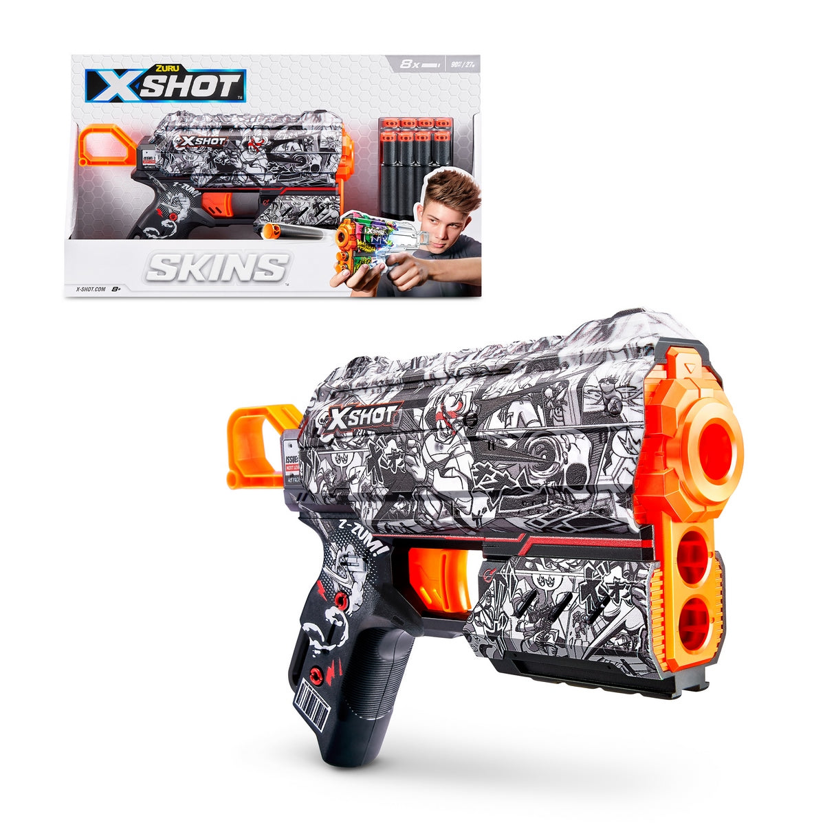 Lanza Dardos Flux Skins Con 8 Dardos X-Shot - Illustrate Categoría: Lanzadores dardos - agua y más Tipo producto:  Armas y artilugios de juguete