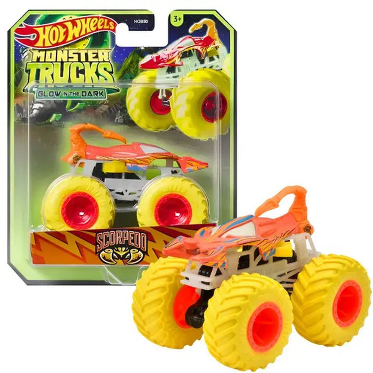 Hot Wheels Monster Trucks Glow 1:64 - Scorpedd