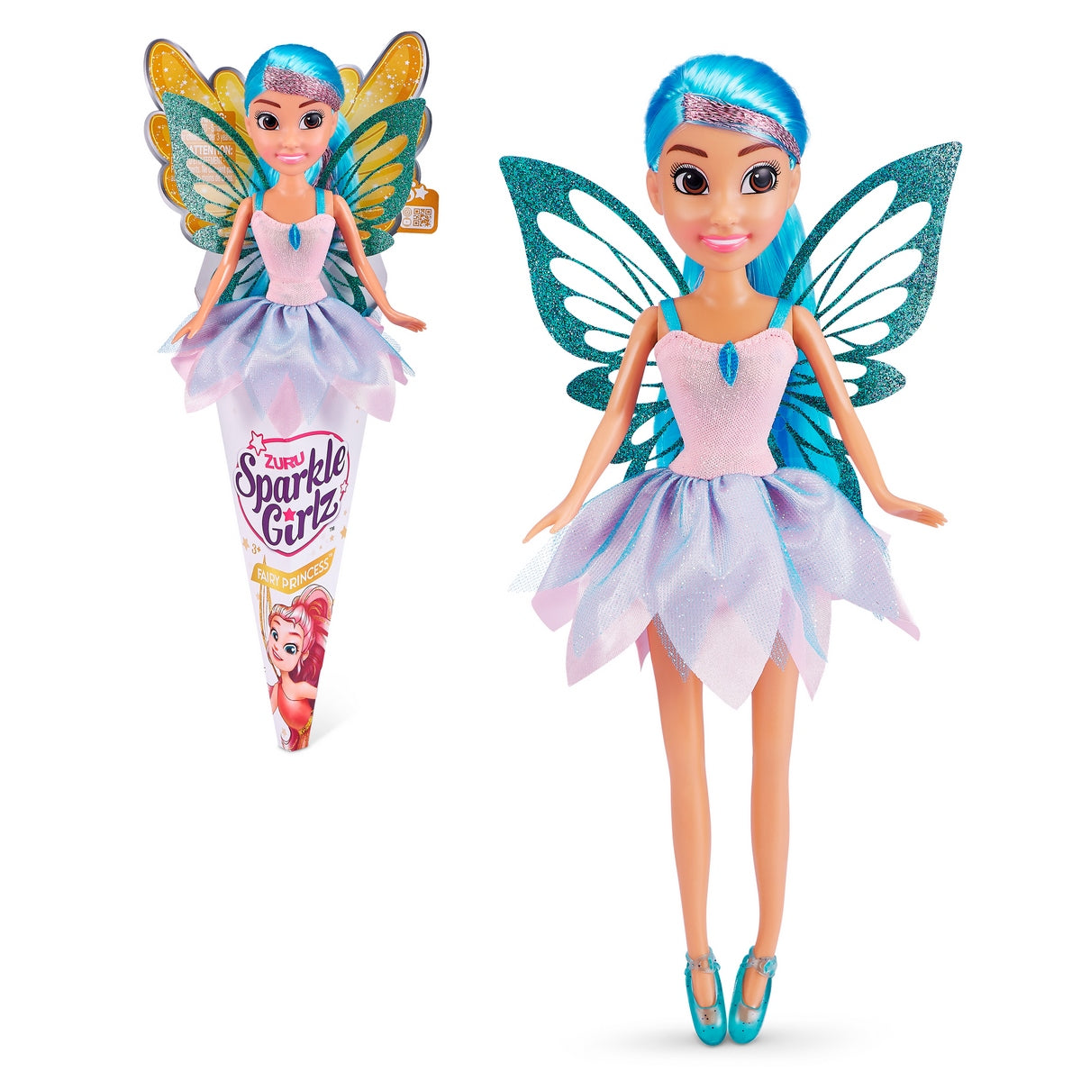 Muñeca Hada De 27 Cms En Cono Sparkle Girlz De Zuru - Celeste