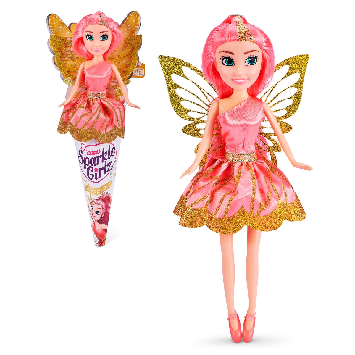 Muñeca Hada De 27 Cms En Cono Sparkle Girlz De Zuru - Rosada
