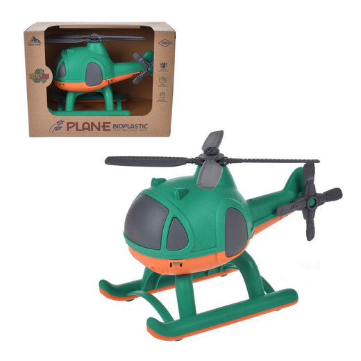 Helicoptero De 17 Cm Material Reciclado - Verde