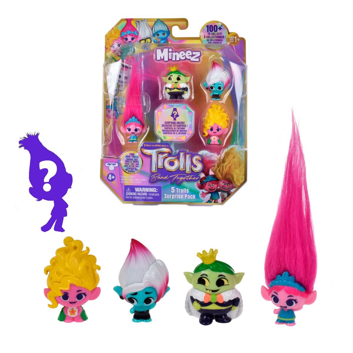 Pack 5 Mini Figuras Trolls - Rosado