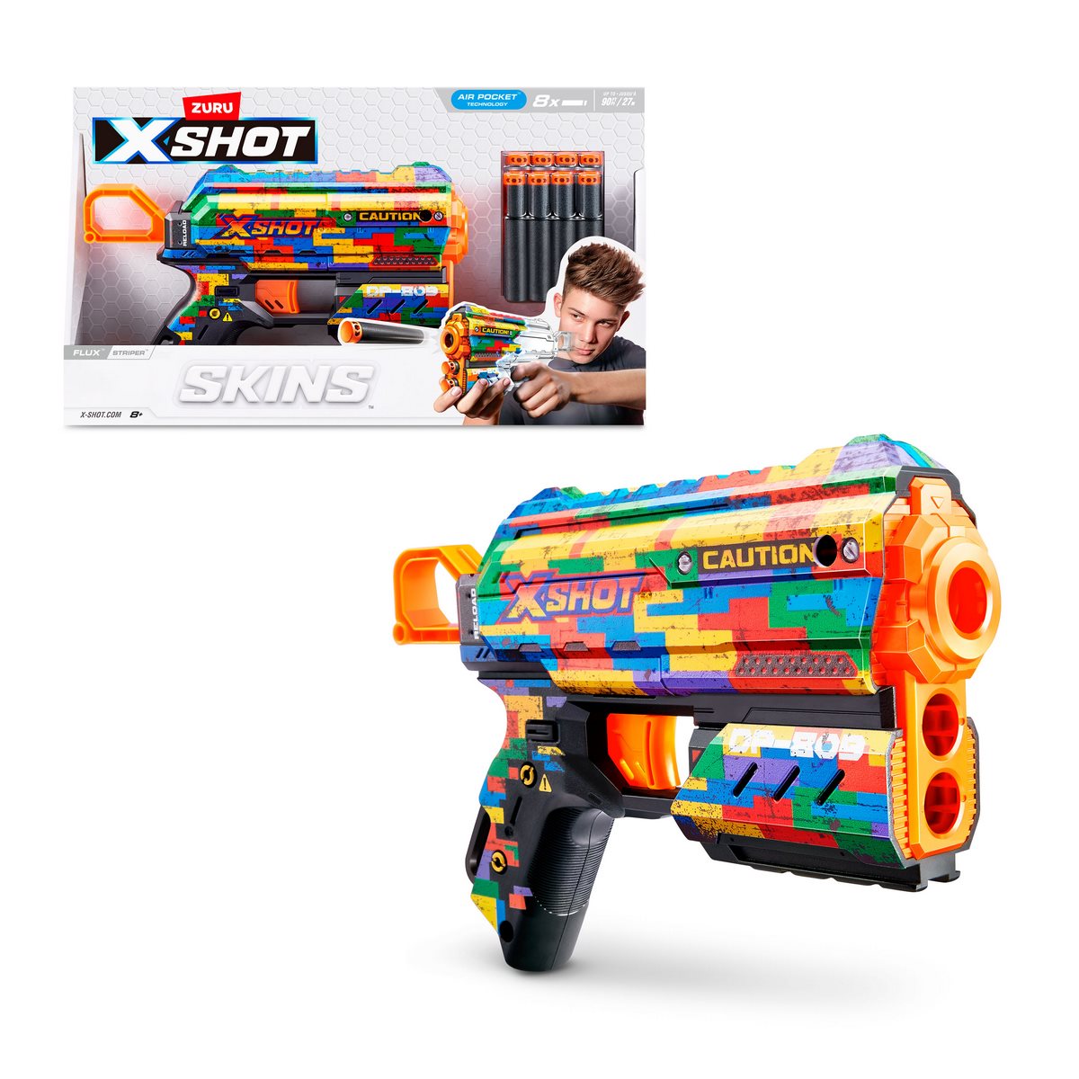 Lanza Dardos Flux Skins X-Shot - Striper Categoría: Lanzadores dardos - agua y más Tipo producto:  Armas y artilugios de juguete