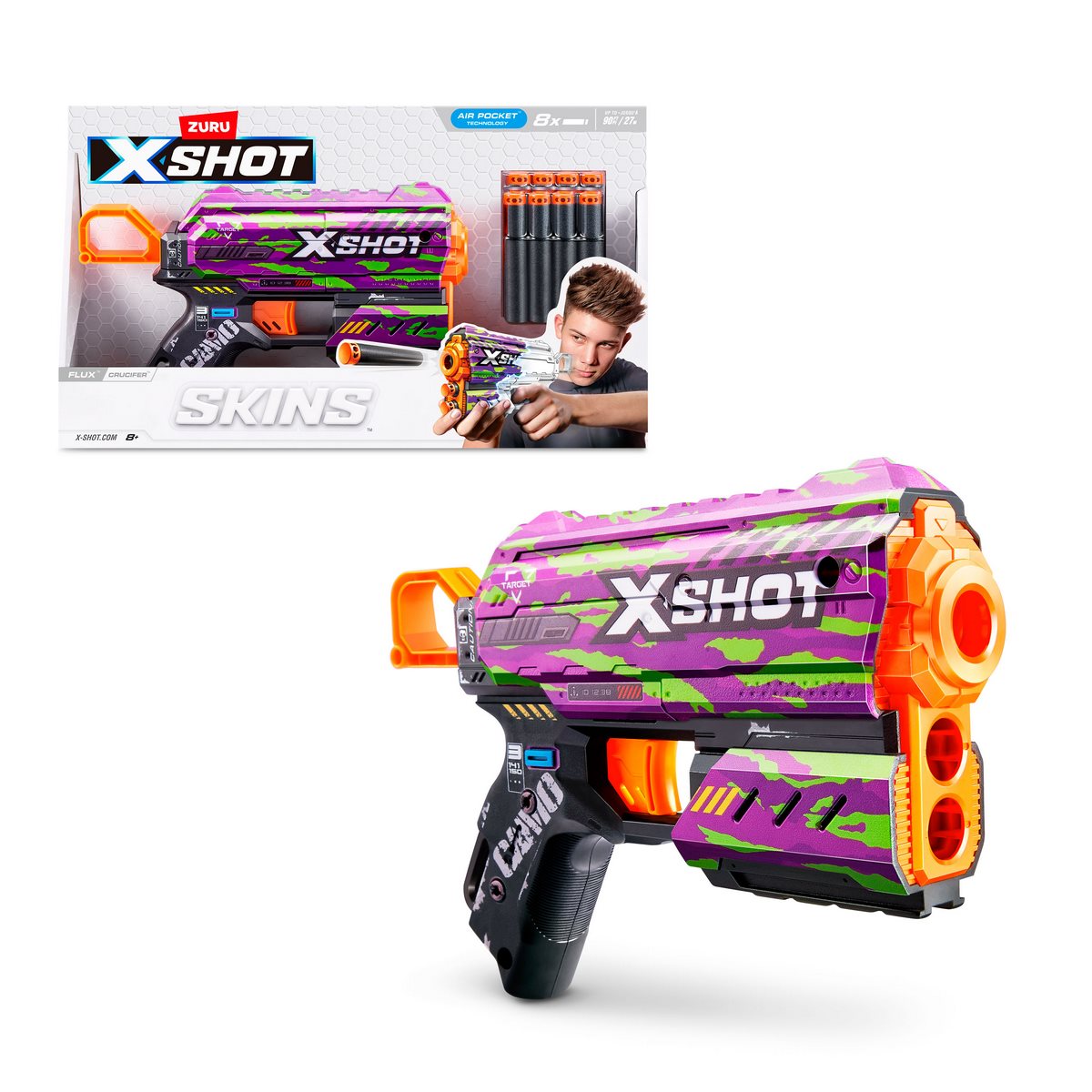 Lanza Dardos Flux Skins X-Shot - Crucifer Categoría: Lanzadores dardos - agua y más Tipo producto:  Armas y artilugios de juguete