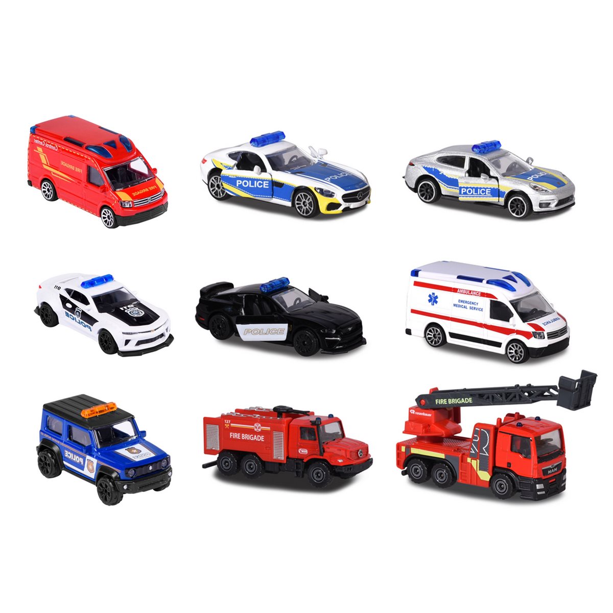 Majorette Emergencia  Set 3 Autos - Police Blanco