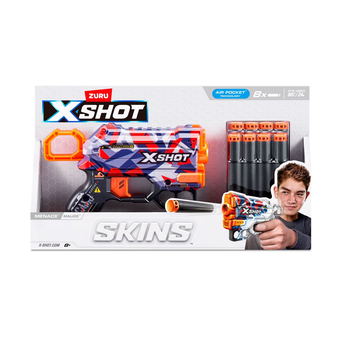 Lanza Dardos Menace Skins Con 8 Dardos X-Shot - Malice