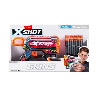 Lanza Dardos Menace Skins Con 8 Dardos X-Shot - Mercenary