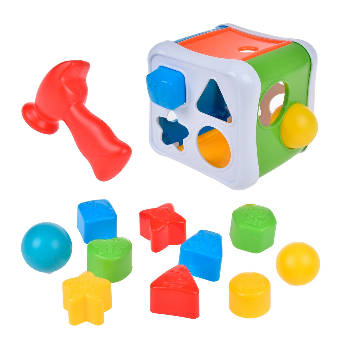 Cubo 2 En 1 Con Figuras De Encaje - Naranja