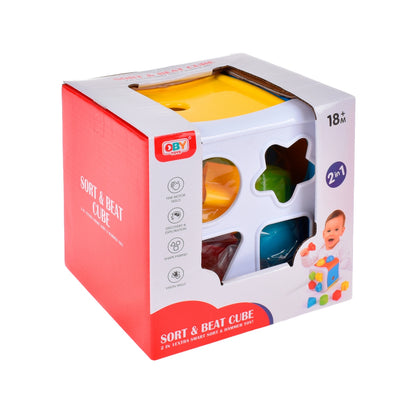 Cubo 2 En 1 Con Figuras De Encaje - Naranja