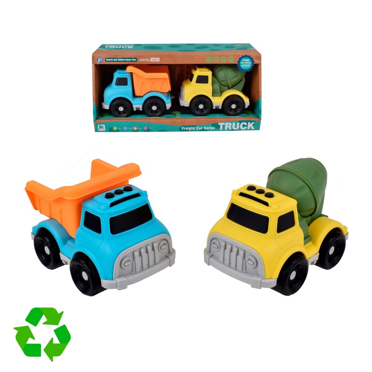 Set De 2 Camiones De Construcción Material Reciclado