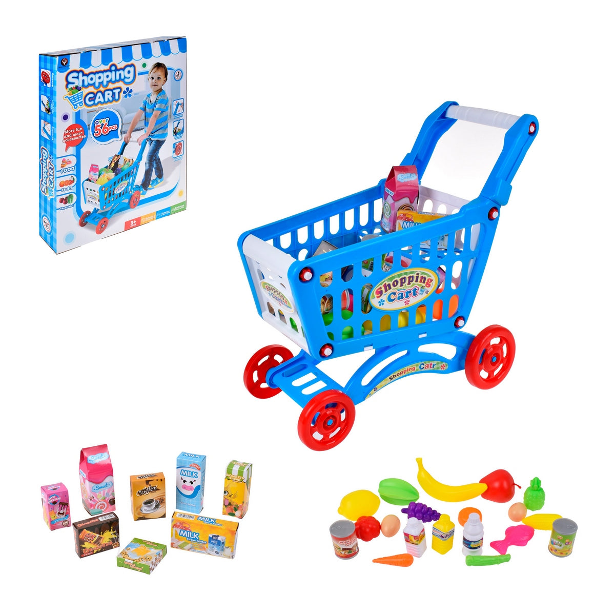 Carro De Supermercado Con Comida Y Accesorios 56+ Piezas