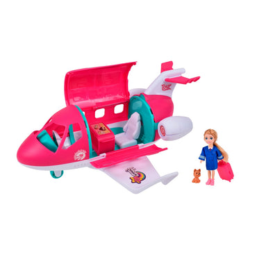 Playset Avion Con Muñeca Y Mascota Y Accesorios