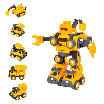 Playset 5 En 1 Vehiculos De Construccion Armables En Robot Con Luz Y Sonido Categoría: Vehículos Tipo producto:  Coches de juguete