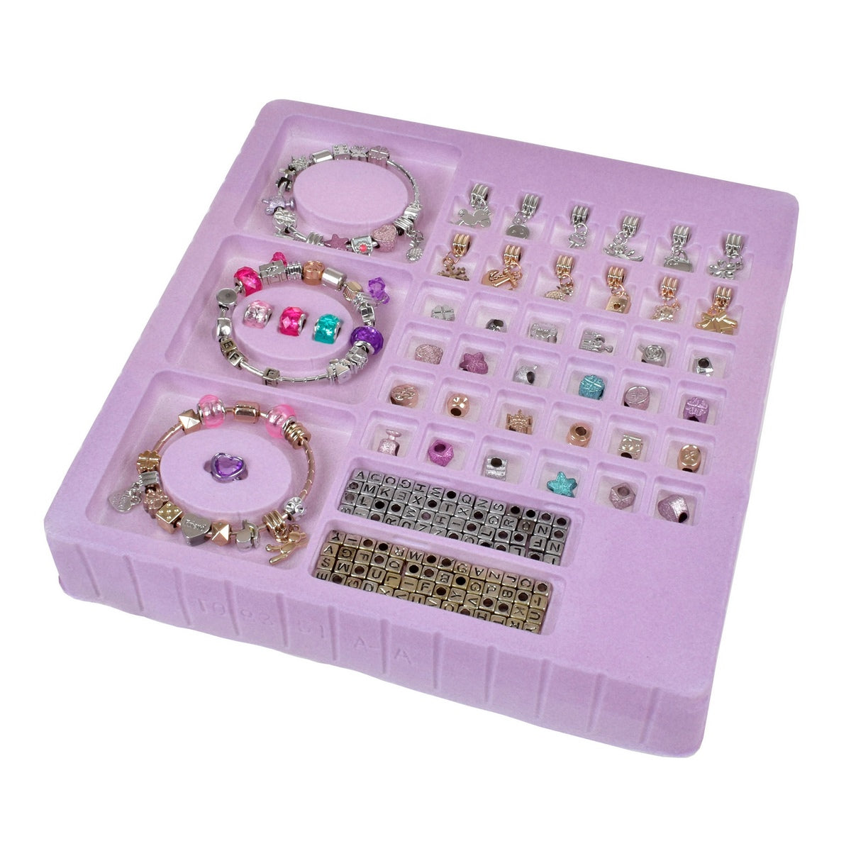 Set Creacion De Pulseras Deluxe Con Charms Y Letras En Bandeja