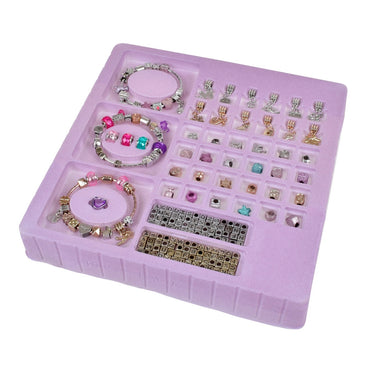 Set Creacion De Pulseras Deluxe Con Charms Y Letras En Bandeja