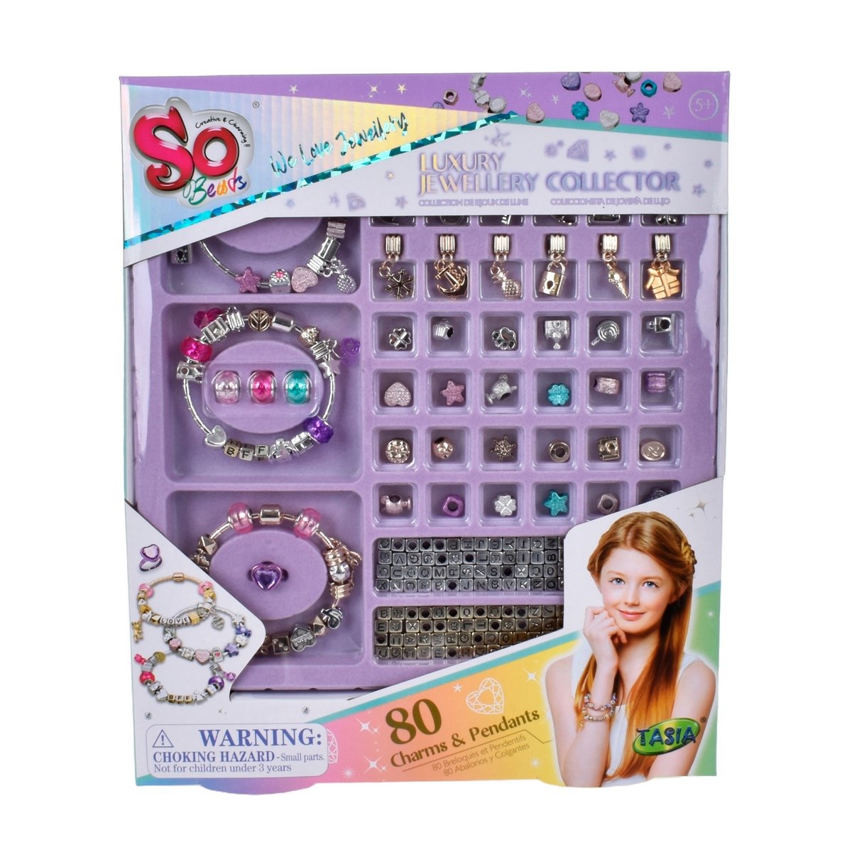 Set Creacion De Pulseras Deluxe Con Charms Y Letras En Bandeja