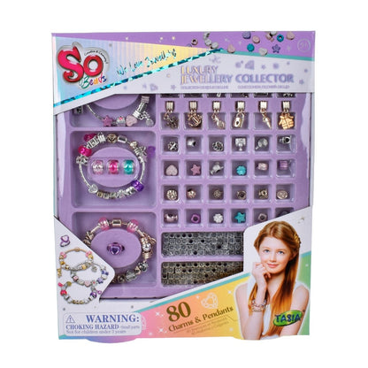Set Creacion De Pulseras Deluxe Con Charms Y Letras En Bandeja