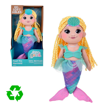 Muñeca de trapo de material reciclado de 30 cm Resoftables - Sirena