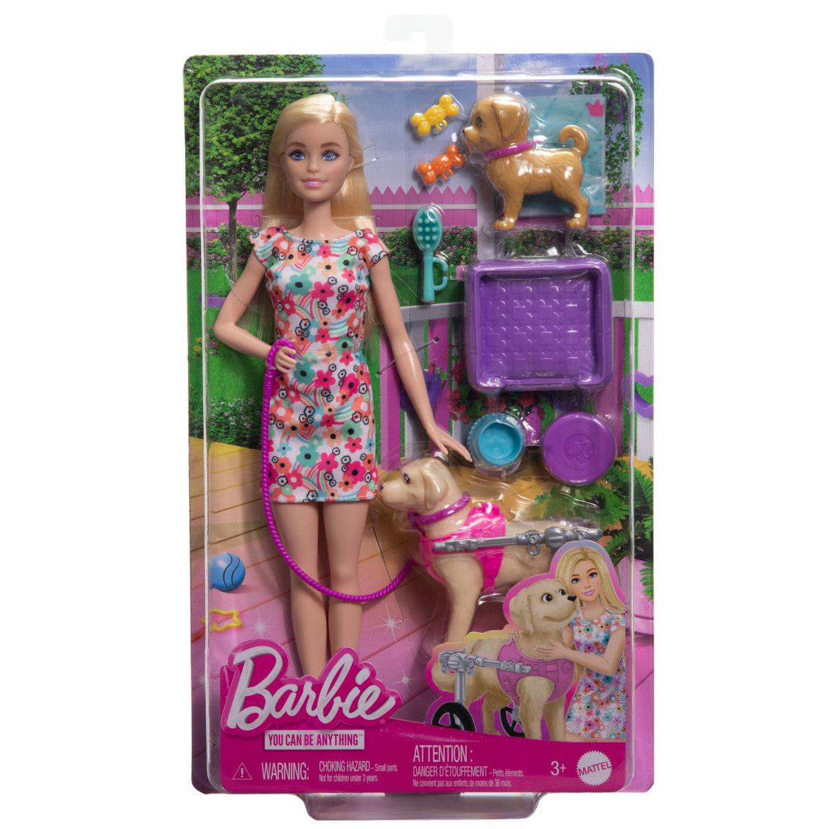 Barbie Set De Juego Paseo De Perrito Con Silla De Ruedas
