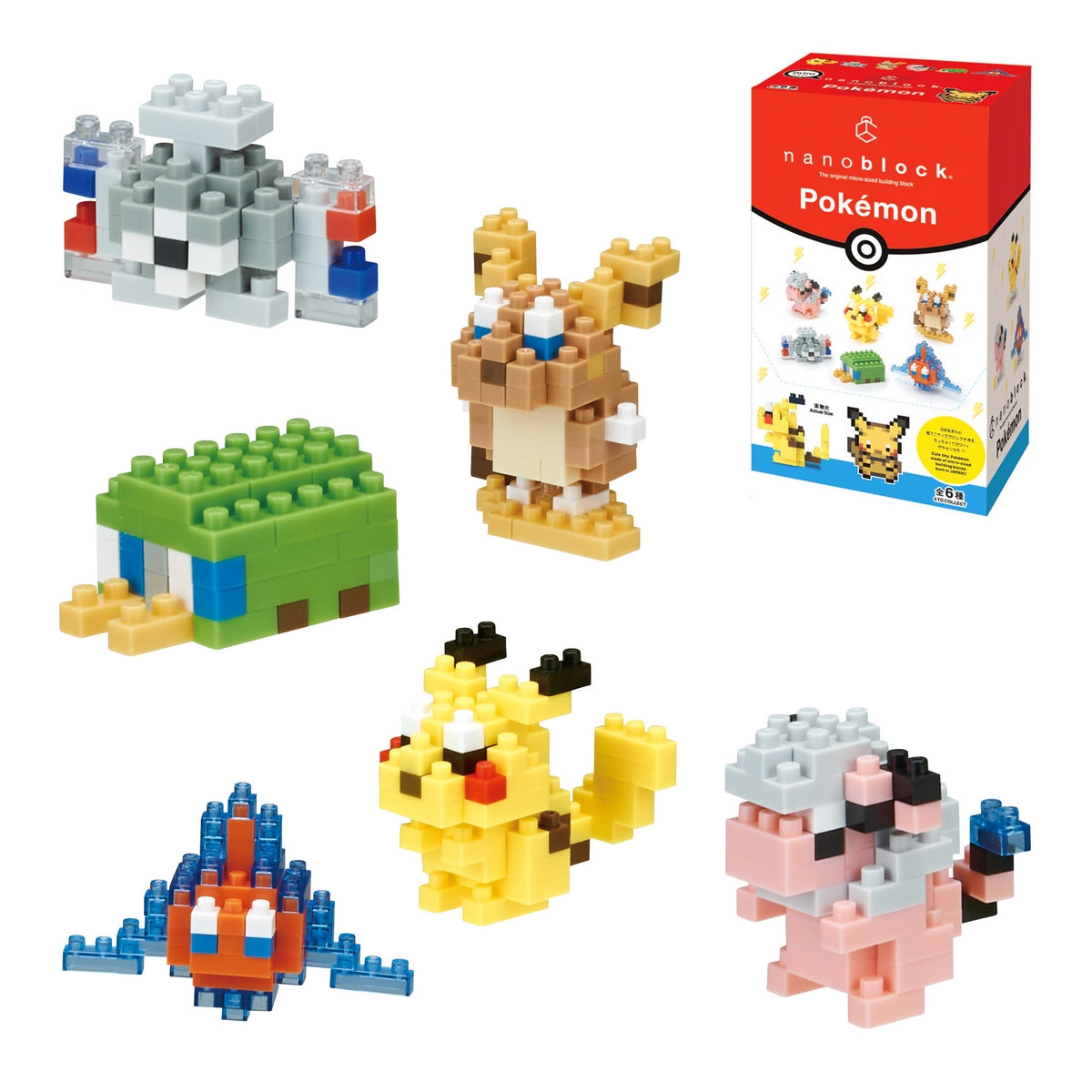 Set 6 Figuras Nanoblock Mininano Serie Pokemon De Bandai - Tipo Electrico