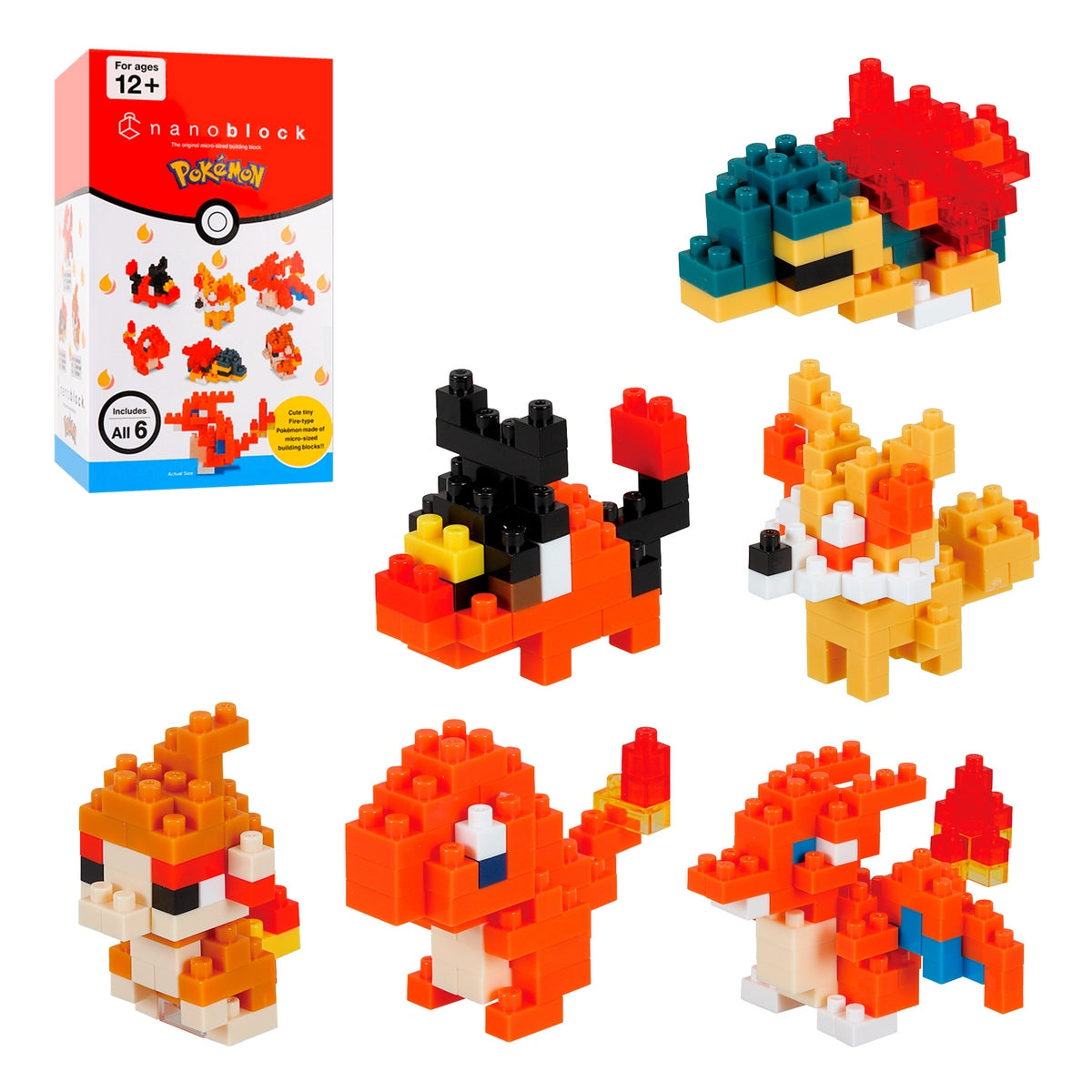 Set 6 Figuras Nanoblock Mininano Serie Pokemon De Bandai - Tipo Fuego