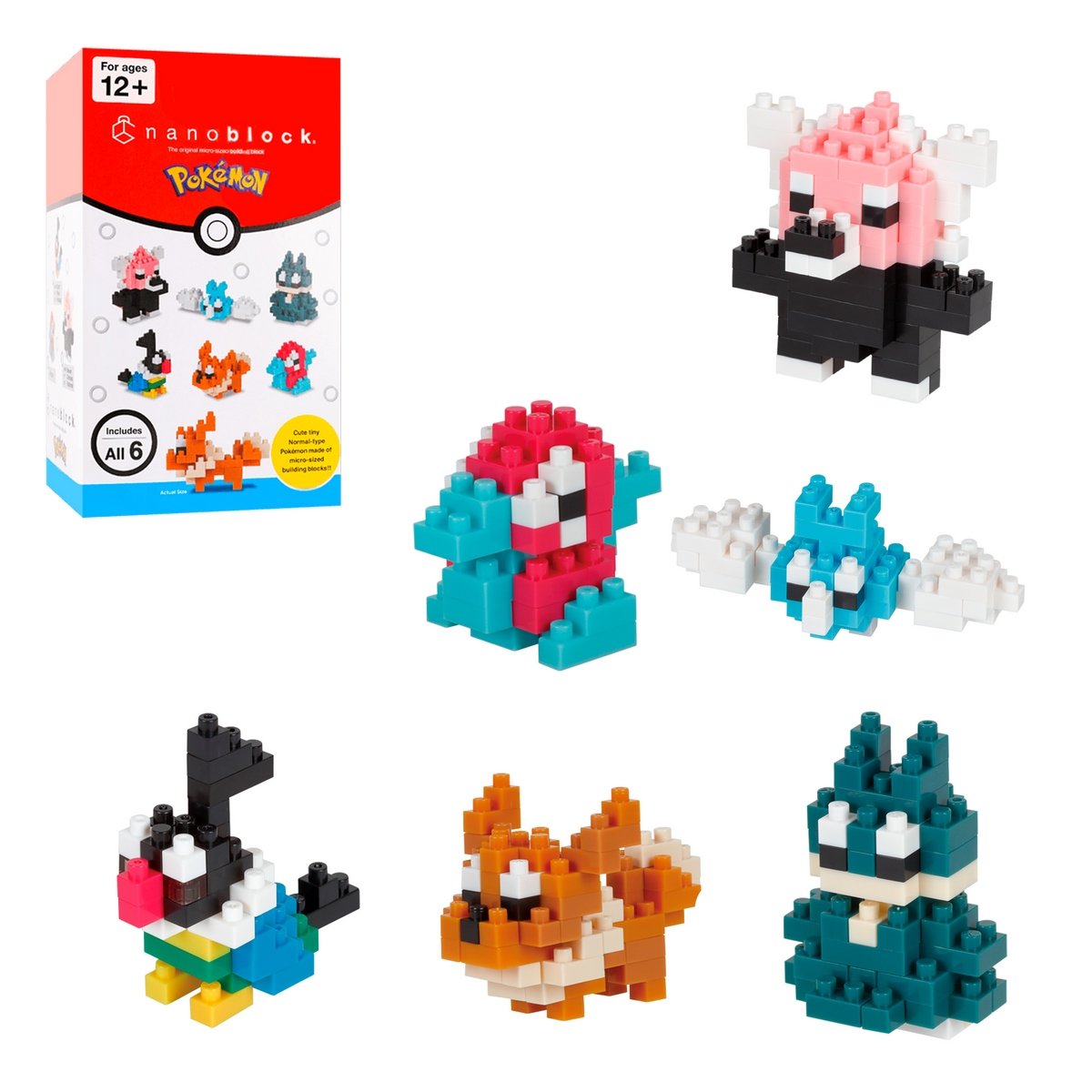 Set 6 Figuras Nanoblock Mininano Serie Pokemon De Bandai - Tipo Normal