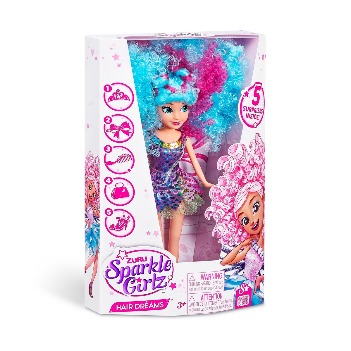 Muñeca Peinado Soñado Sparkle Girlz - Pelo Azul