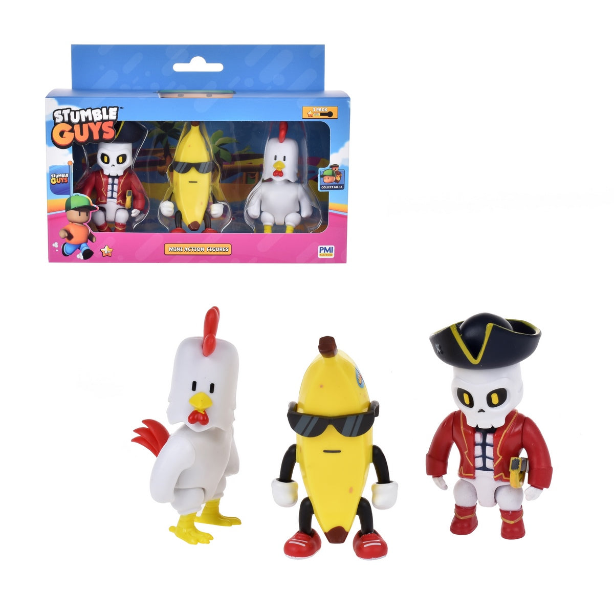Pack 3 Figuras Articuladas Stumble Guys - Banana Guy Categoría: Figuras coleccionables Tipo producto:  Figuras de acción