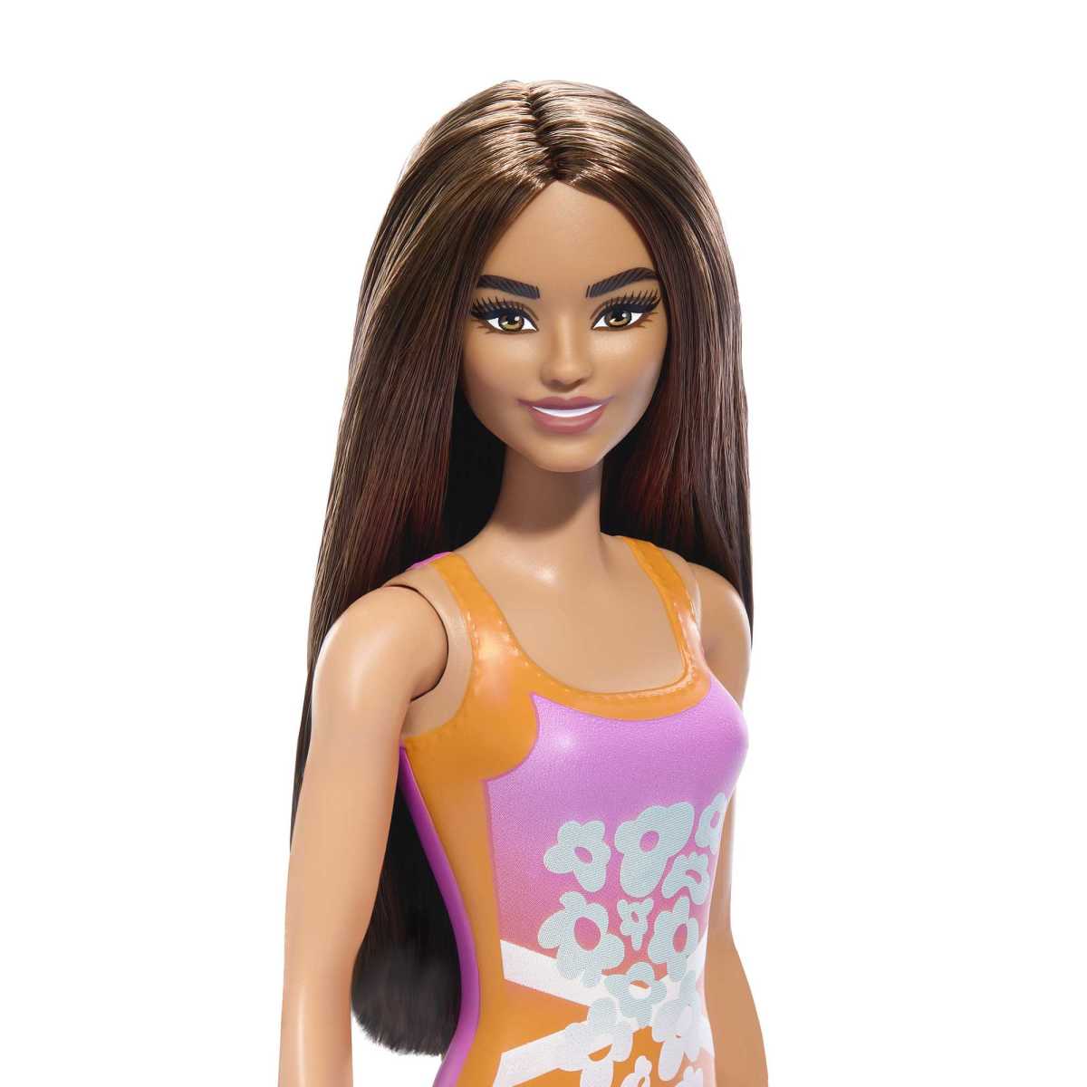 Barbie Fashion & Beauty Muñeca De Playa Sorpresa - Traje De Baño Naranjo