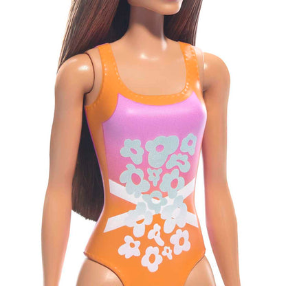 Barbie Fashion & Beauty Muñeca De Playa Sorpresa - Traje De Baño Naranjo
