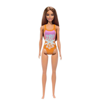 Barbie Fashion & Beauty Muñeca De Playa Sorpresa - Traje De Baño Naranjo
