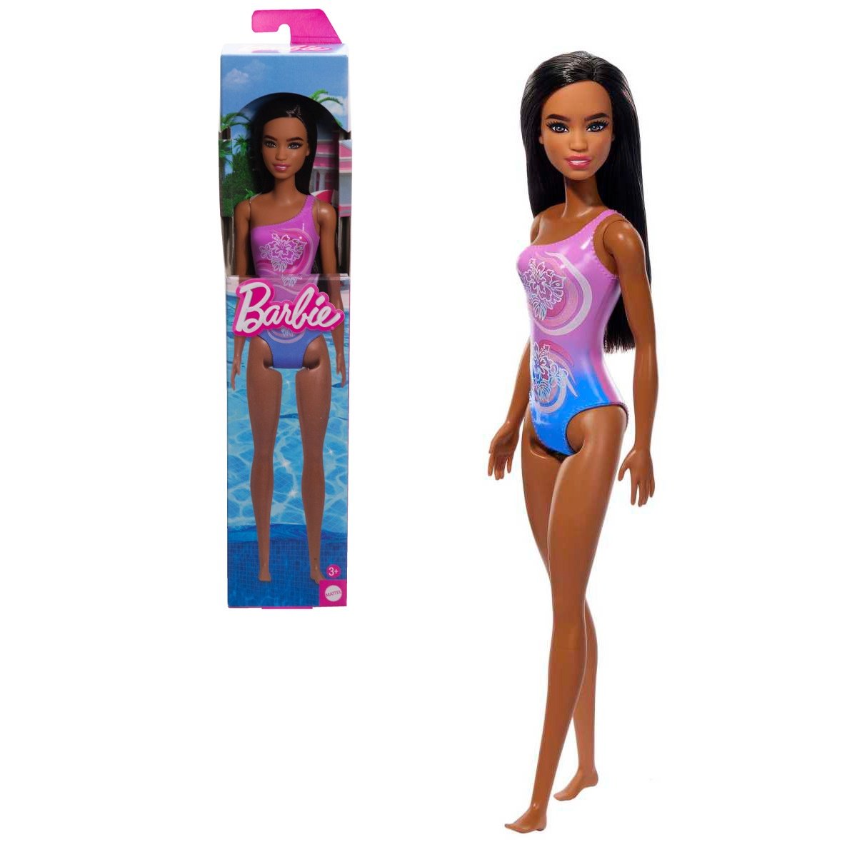 Barbie Fashion & Beauty Muñeca De Playa Sorpresa - Traje De Baño Morado