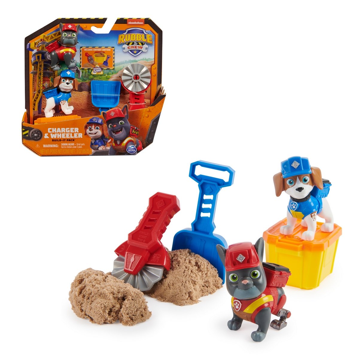 Rubble & Crew Figuras Y Kinetic Sand Paw Patrol - Charger Y Wheeler