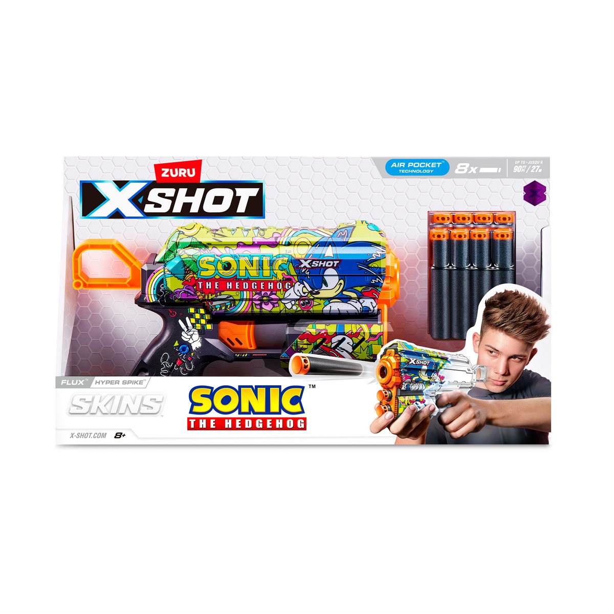 Lanza Dardos Flux Skins Sonic Con 8 Dardos X-Shot - Hyper Spike