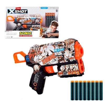 Lanza Dardos Flux Skins Sonic Con 8 Dardos X-Shot - Retro