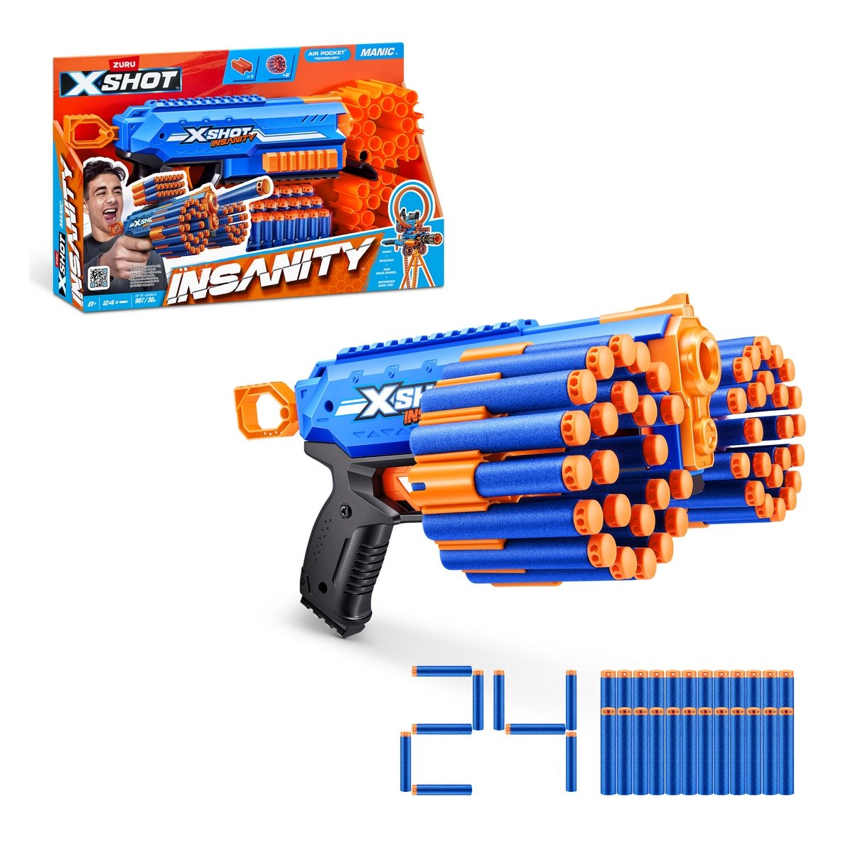 Lanza Dardos Insanity Manic Con 24 Dardos X-Shot Categoría: Lanzadores dardos - agua y más Tipo producto:  Armas y artilugios de juguete