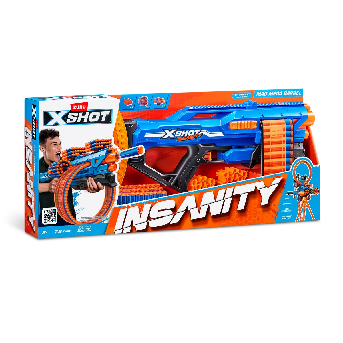 Lanza Dardos Insanity Mad Mega Barrel Con 72 Dardos X-Shot