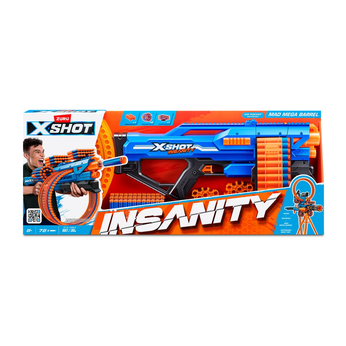 Lanza Dardos Insanity Mad Mega Barrel Con 72 Dardos X-Shot