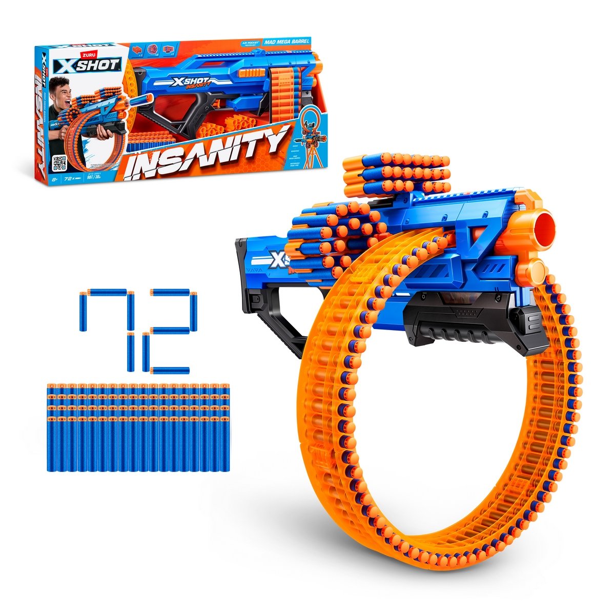 Lanza Dardos Insanity Mad Mega Barrel Con 72 Dardos X-Shot Categoría: Lanzadores dardos - agua y más Tipo producto:  Armas y artilugios de juguete