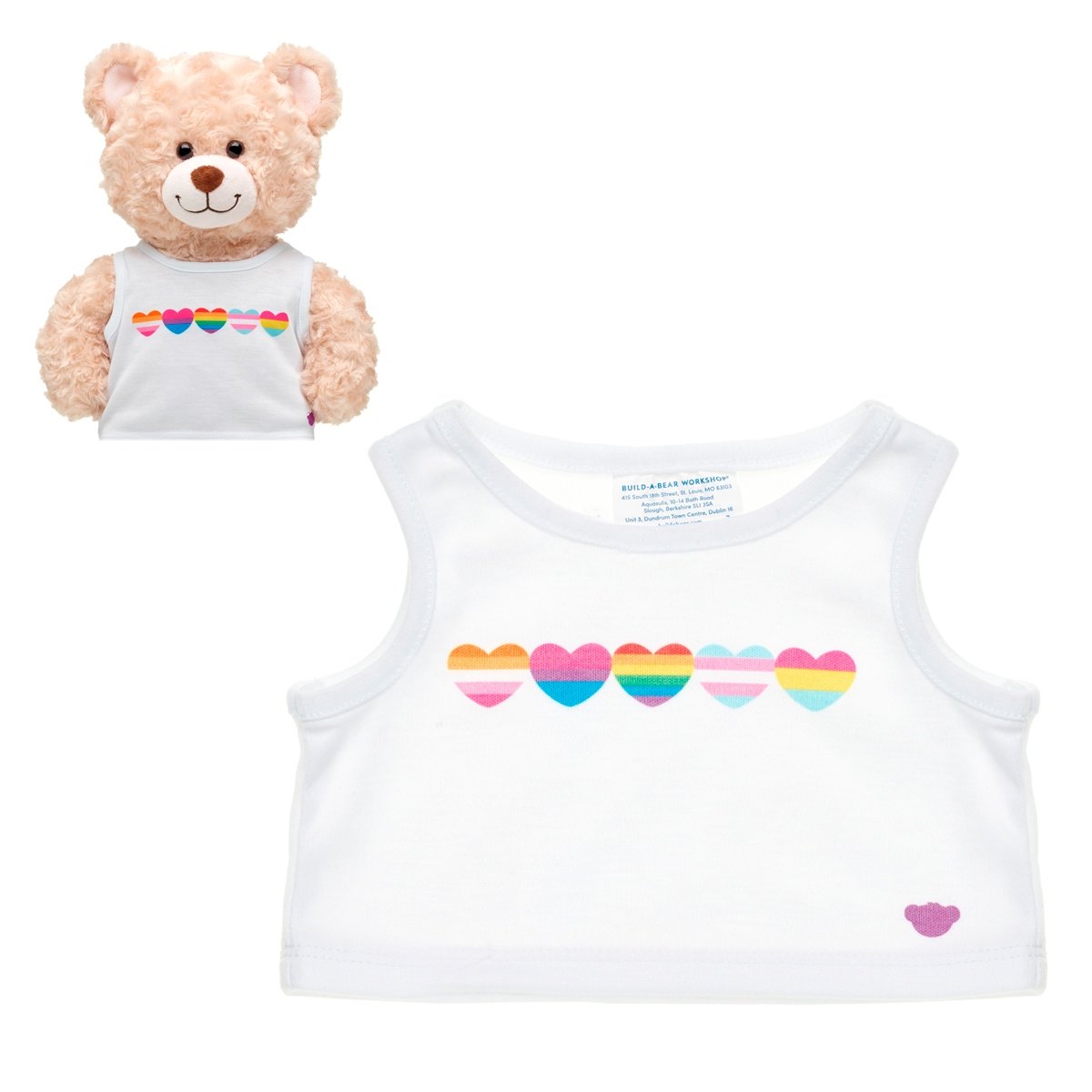 Musculosa Blanca Con Corazones Build-A-Bear