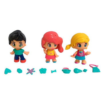Pack 3 Muñecas En Tubo Pinypon - Cabello Negro