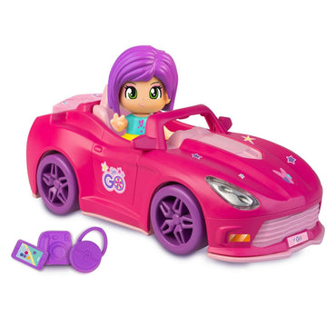 Muñeca De 8 Cm Con Vehiculo Vamos De Pinypon - Auto Rosado
