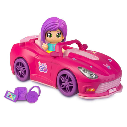 Muñeca De 8 Cm Con Vehiculo Vamos De Pinypon - Auto Rosado