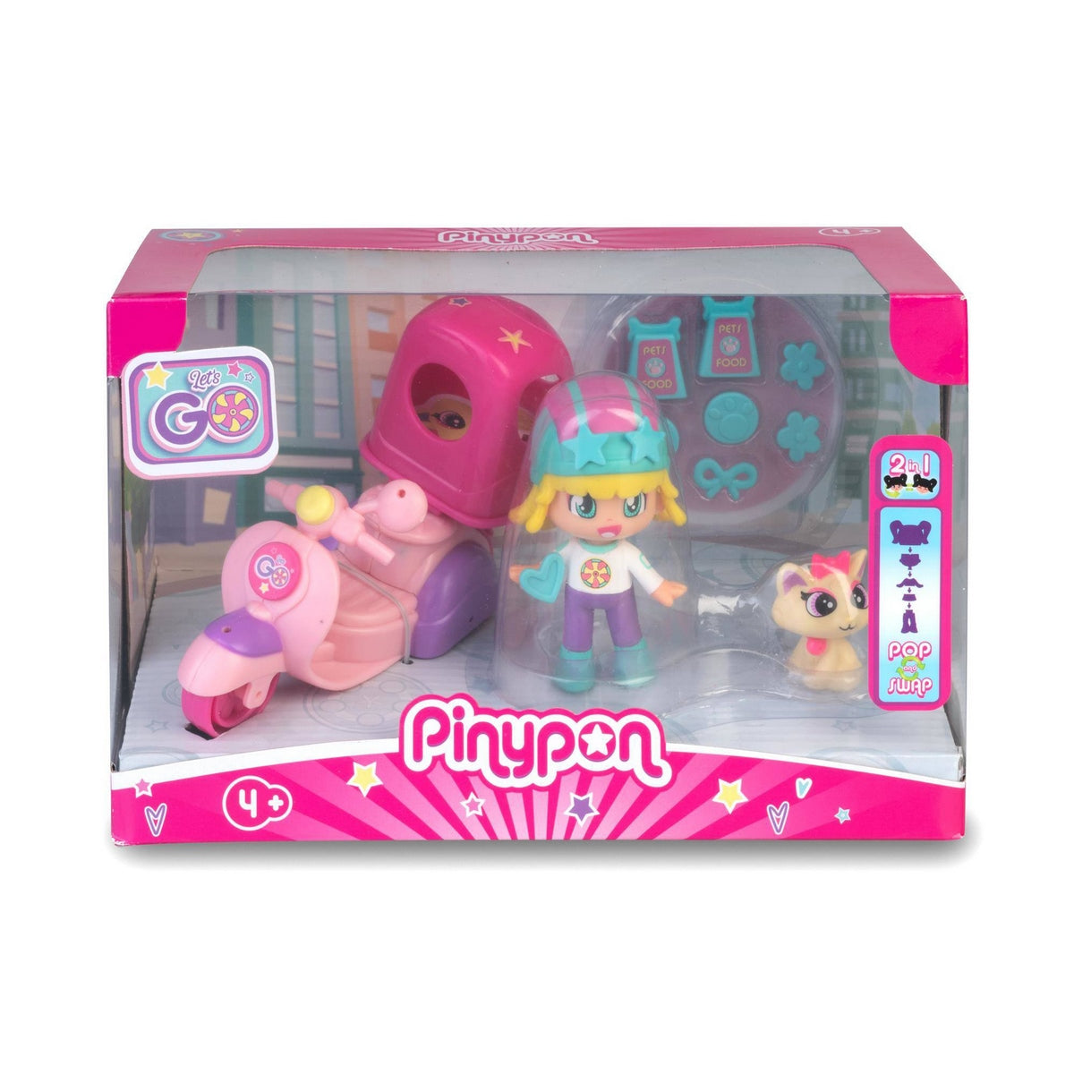 Muñeca De 8 Cm Con Vehiculo Vamos De Pinypon - Motoneta