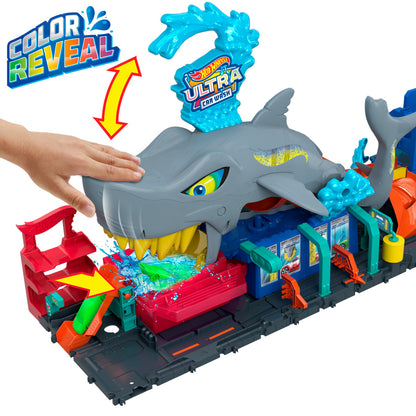 Hot Wheels City Pista Juguete Lavado De Autos Mega Tiburón
