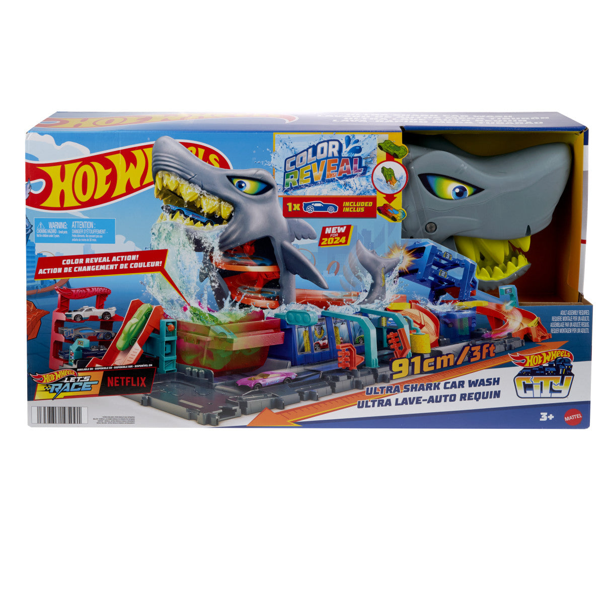 Hot Wheels City Pista Juguete Lavado De Autos Mega Tiburón