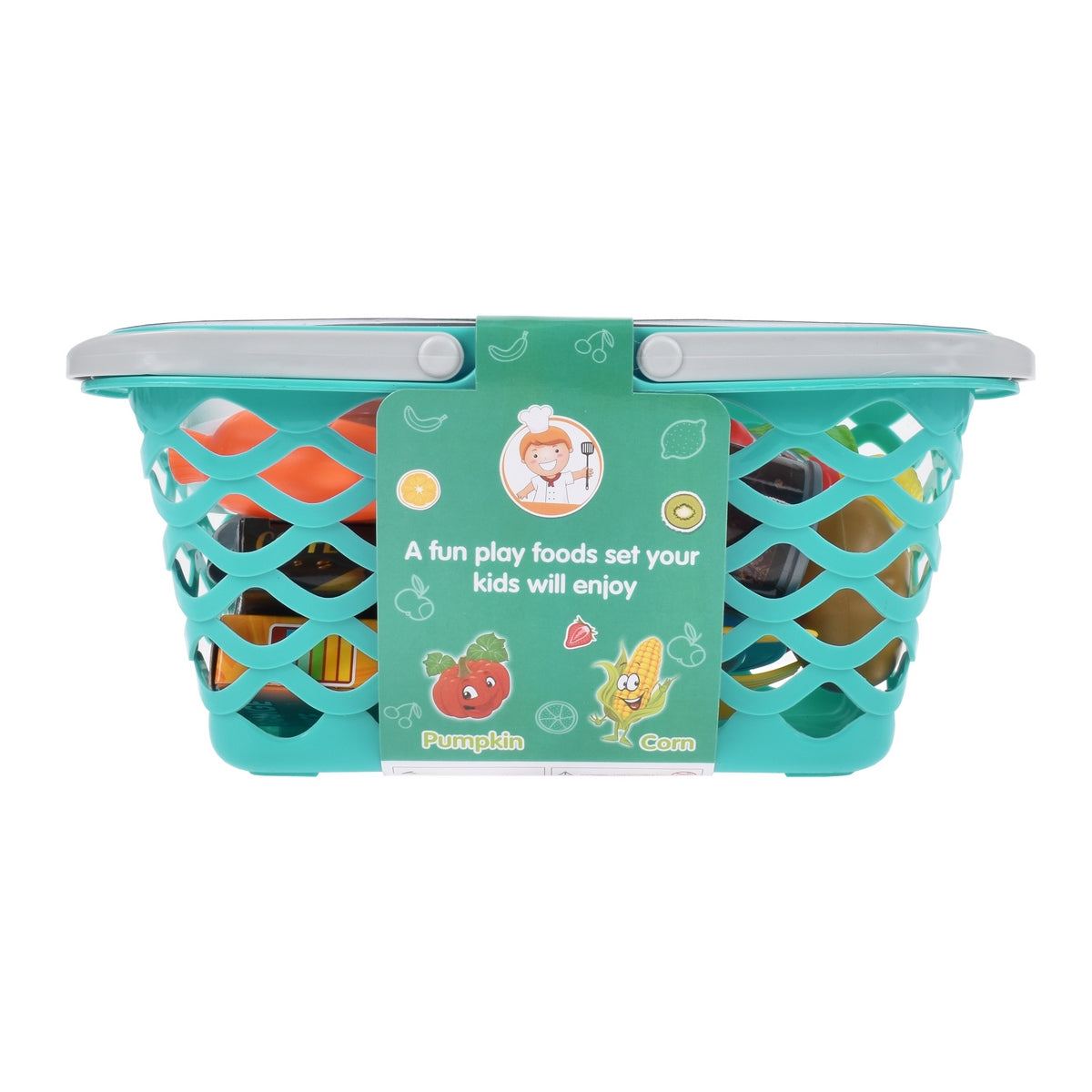 Canasto Con Frutas Y Alimentos - Azul