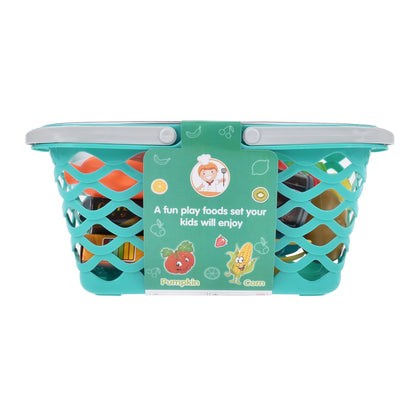 Canasto Con Frutas Y Alimentos - Azul